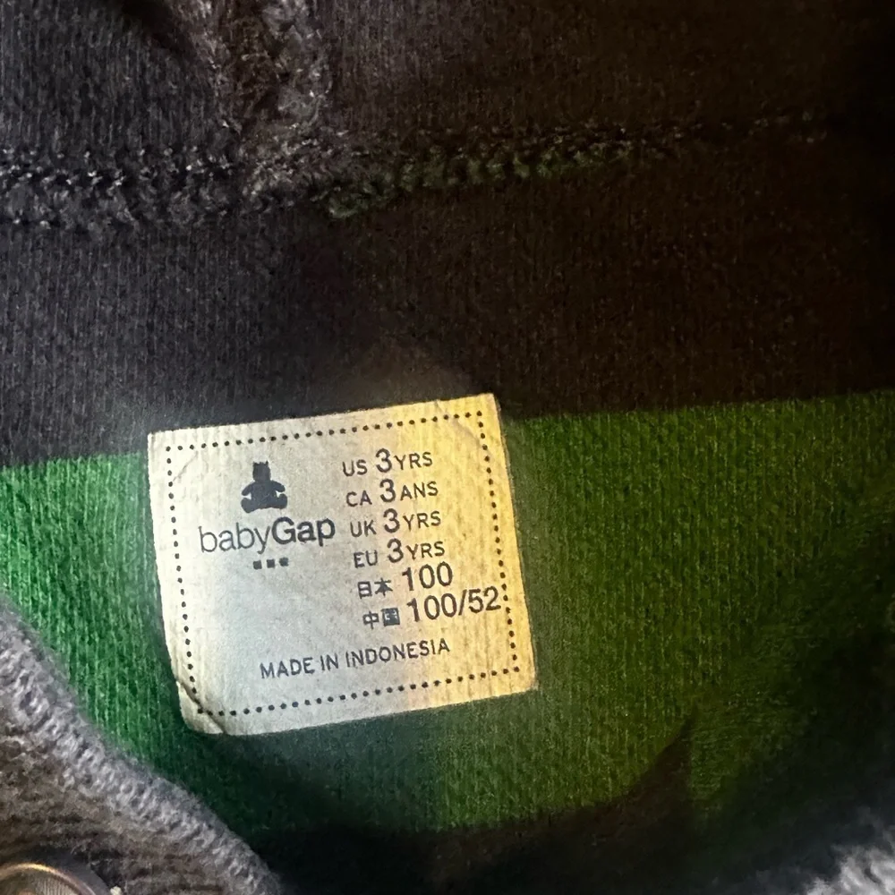GAP‎ Kids Green and Gray Striped Hoodie